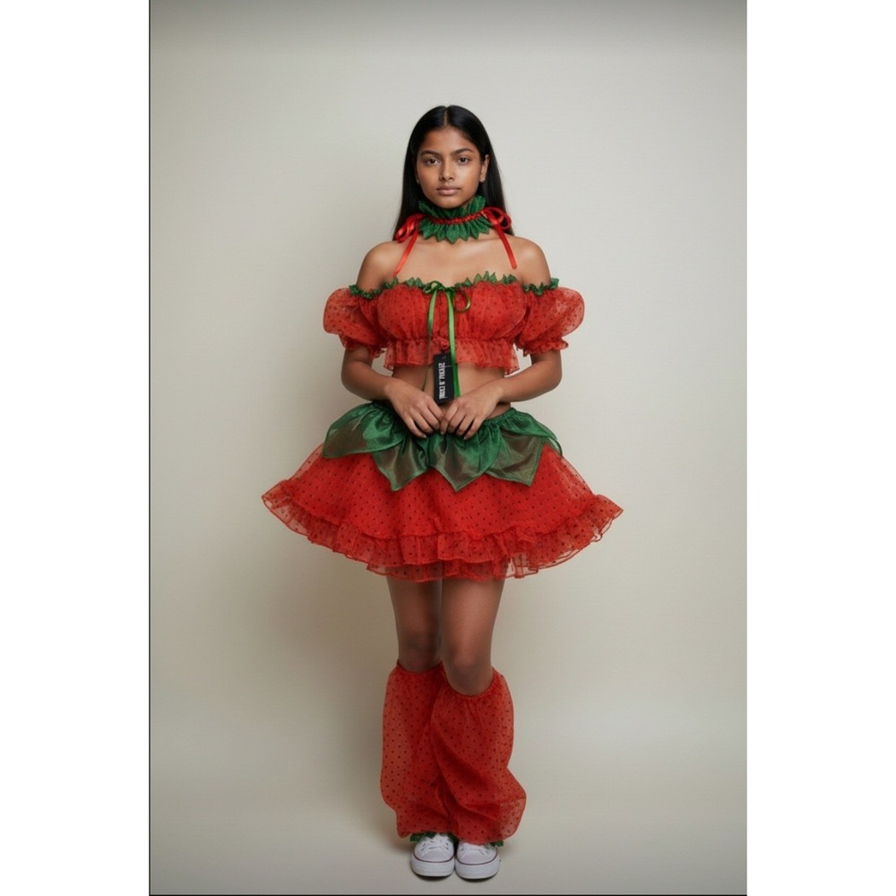 DOLLS KILL Trickz N' Treatz L Kawaii Strawberry Costume Women
